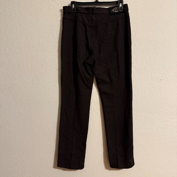 St. John Sport Black Wool Blend Slim Fit Pants Size 6 Gold Accents Quiet Luxury - Picture 2 of 5